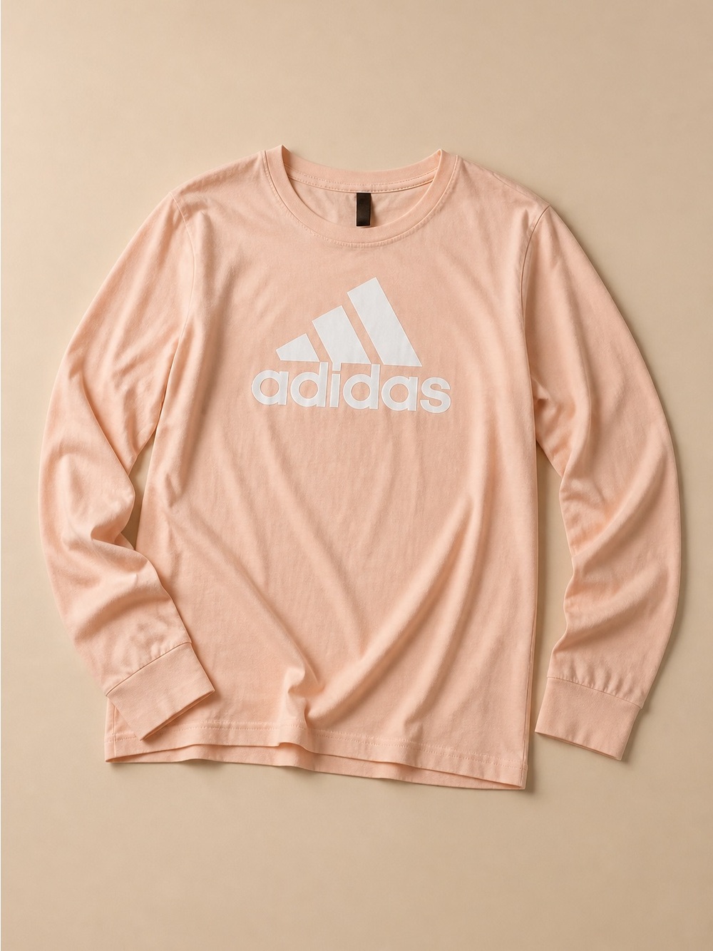 Adidas Women's Pink Peach Long Sleeve Graphic Logo T-Shirt